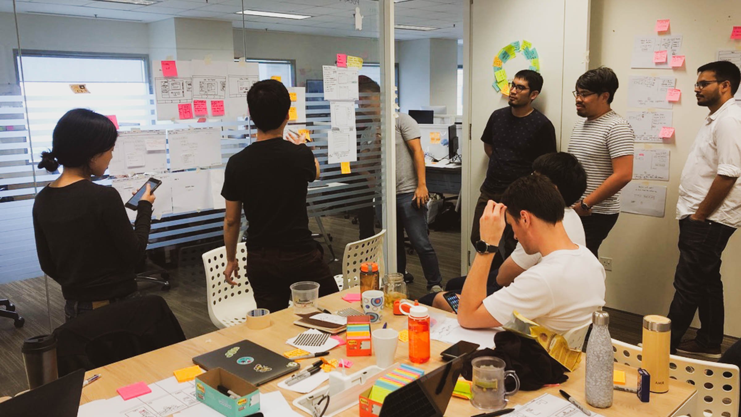 A (pre-pandemic) design sprint session with our engineers, designer, and PM