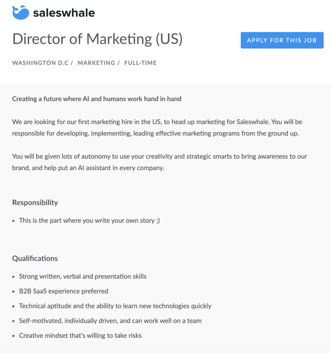 marketing director job ad