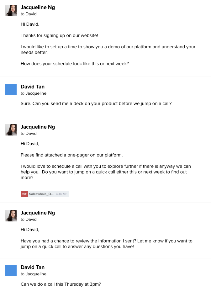 Saleswhale AI sales assistant conversation