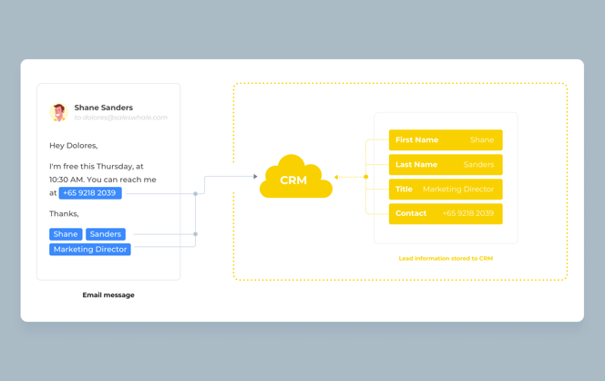 Infographic of how Saleswhale fits and feeds into your CRM