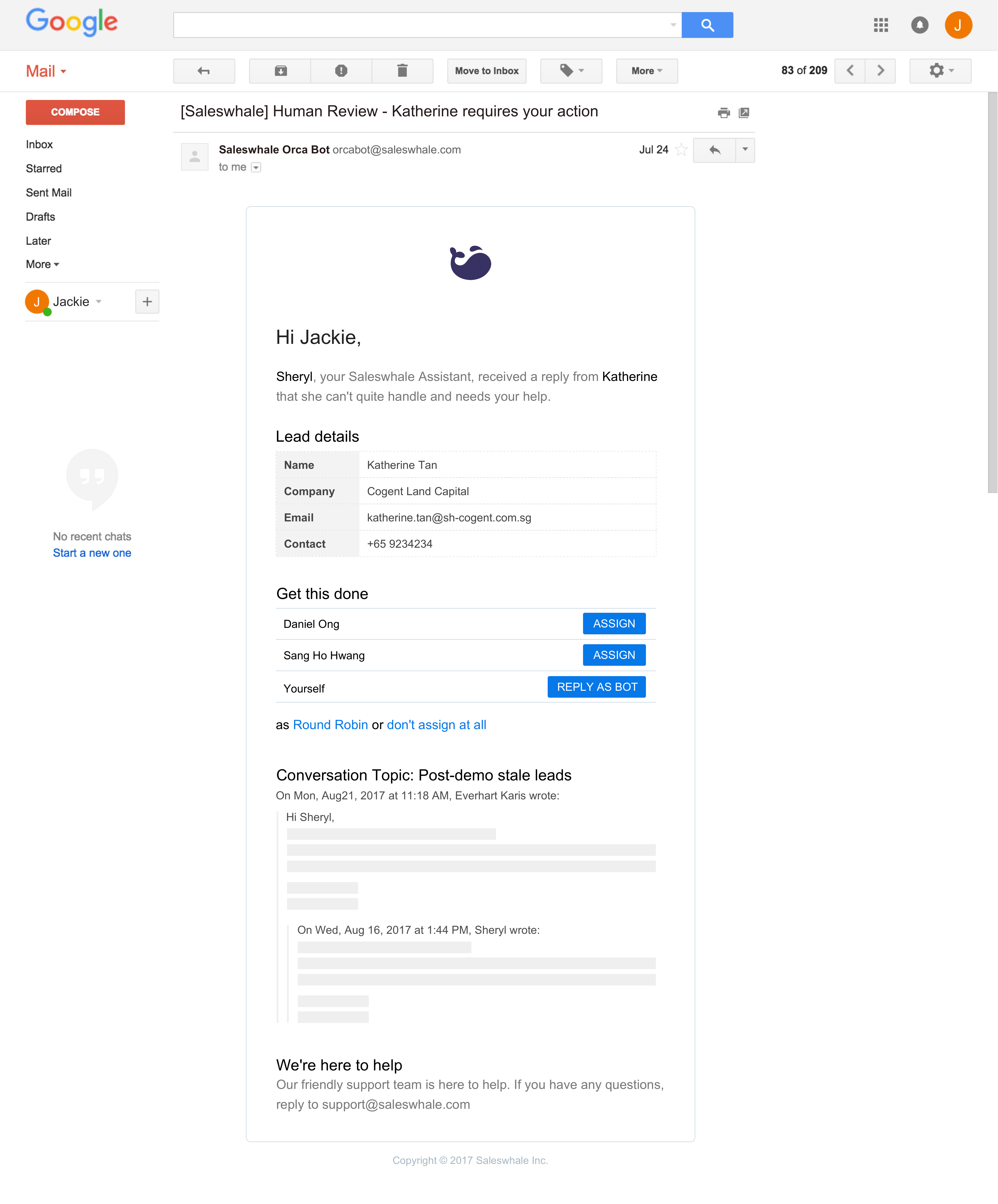 1a - Notified through email